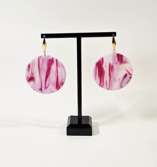BOUCLES D'OREIL ROSE MARBRE 