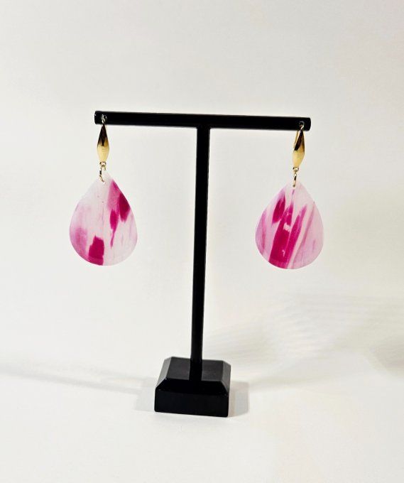 BOUCLES D'OREIL ROSE MARBRE 