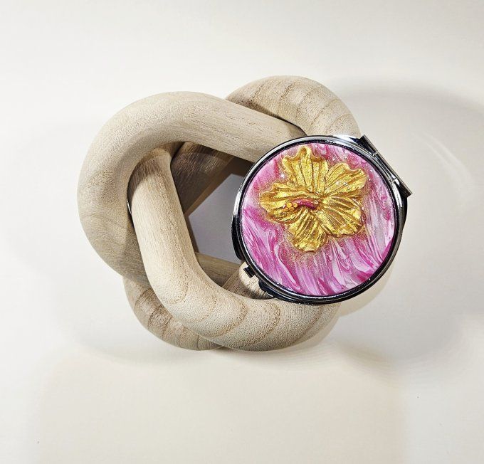 MIROIR HIBISCUS DORE 