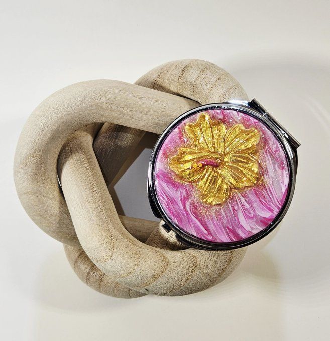 MIROIR HIBISCUS DORE 