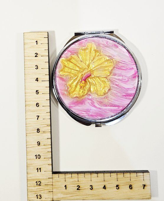 MIROIR HIBISCUS DORE 
